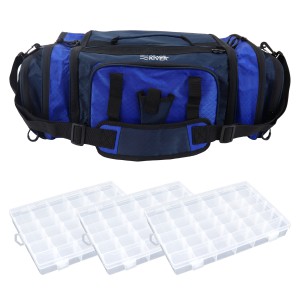 Osage River Elite Ripstop Fishing Tackle Bag Blue w 3 Tackle Boxes