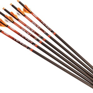 Ravin Crossbows R138 Carbon 400 Grain .003 Crossbow Arrows (6 Pack), Black/Red
