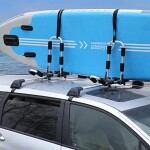 XCAR Folding Rooftop Kayak Racks Set with 4pcs Straps for 2 Kayaks,Canoe, SUP, Surf Board on Car, SUV Crossbar